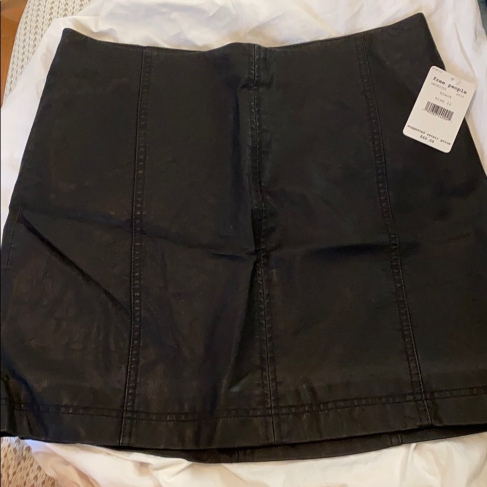 Free People Black pleather skirt